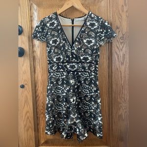 Alice + Olivia Tinsley Lace Romper With Tags